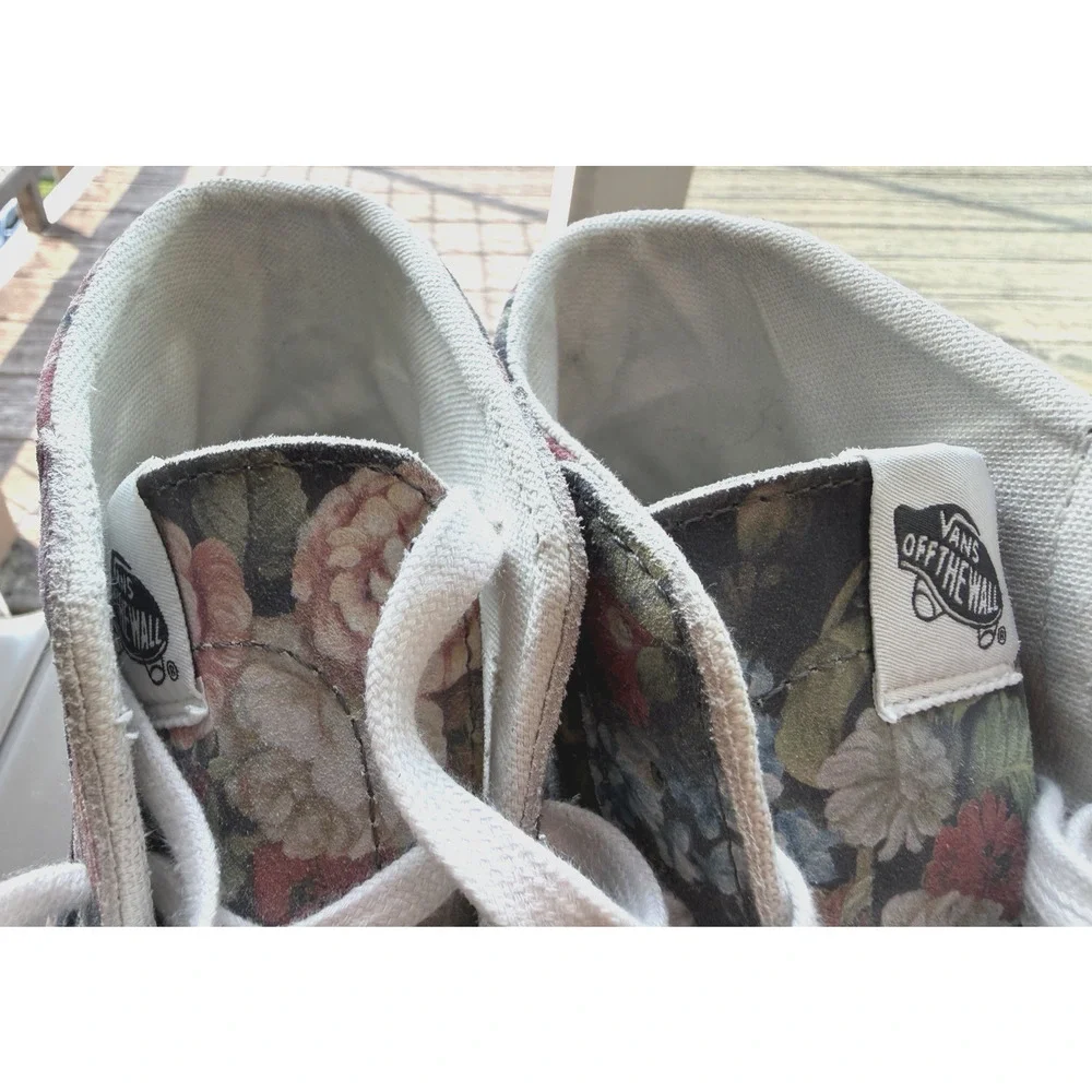 Vans Sk8-Hi Off the wall Floral Suede Canvas Sneaker Grey multicolor W-11 M-9.5